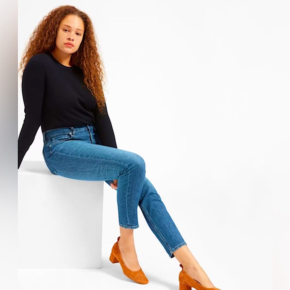 Everlane High Rise Skinny Jean SZ 24 Blue Distressed
